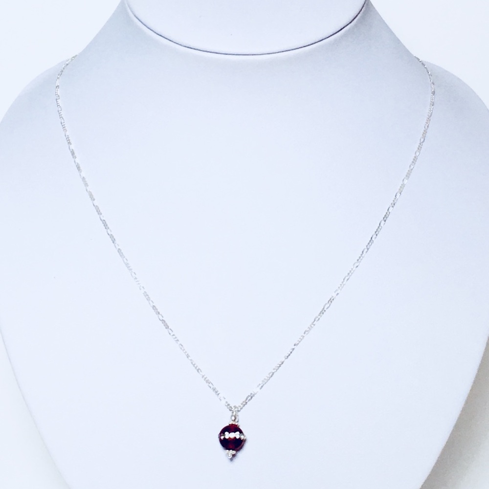 Carnelian w/CZ sterling silver silver necklace 20”